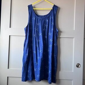 Fresh Produce Blue Starfish Tank Shift Dress Plus Womens Size 2X Beach Coastal